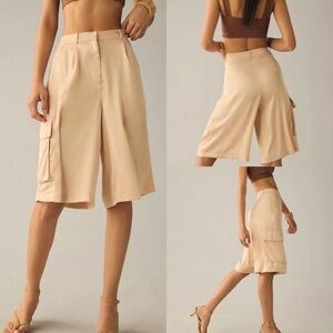 Hutch for Anthropologie Satin Cargo Bermuda Shorts